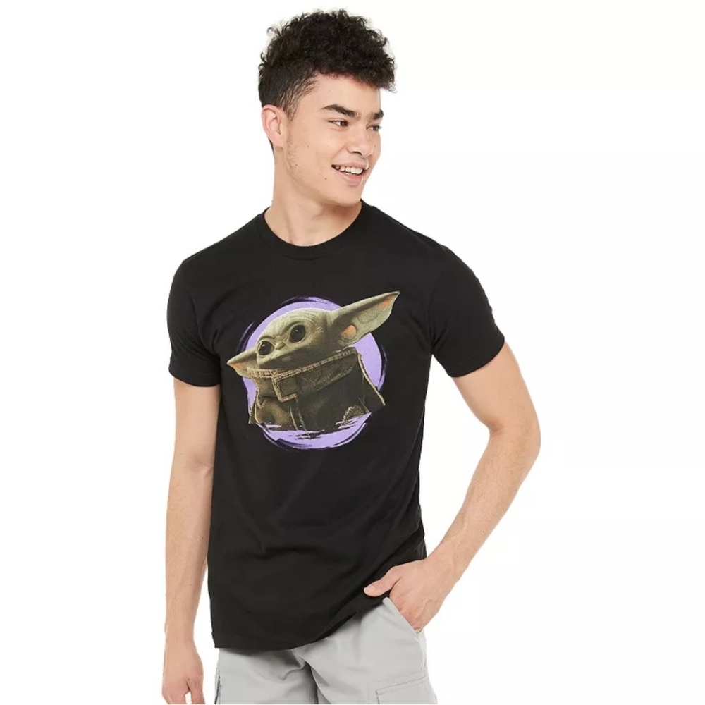 Star Wars Fifth Sun Mandalorian T-Shirt Men's size XL Black Purple The Child Tee